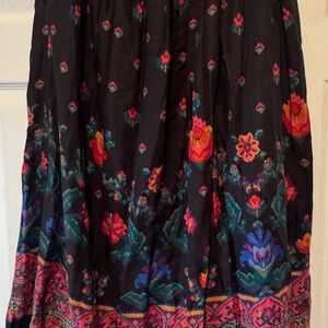 Susan Bristol Black Skirt with Colorful Floral Design